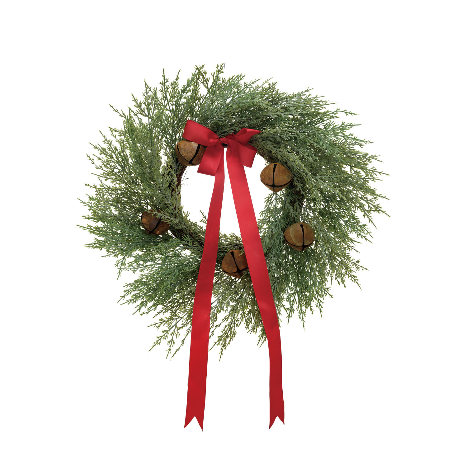 Faux Wreath w/ Red Ribbon, 24"Rnd