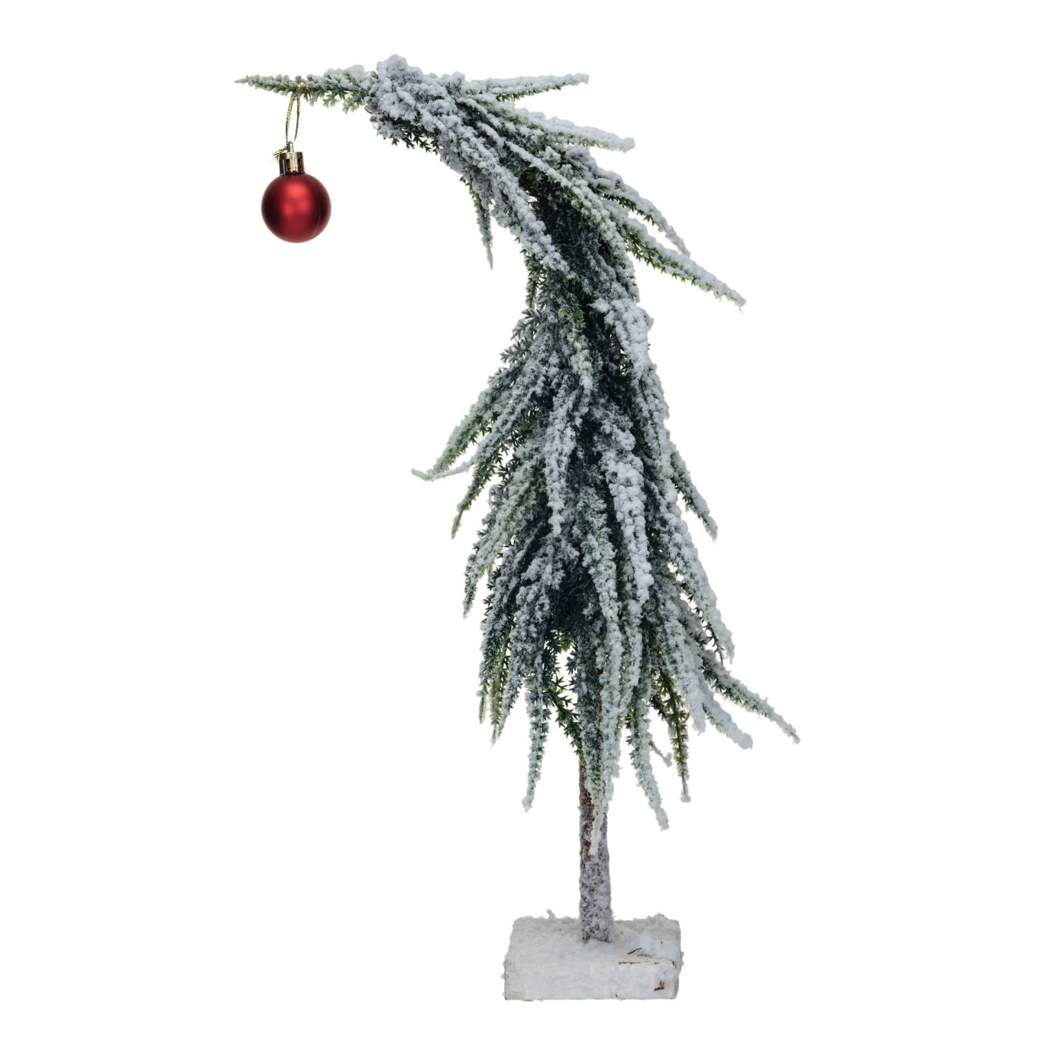 Faux Evergreen Tree w/ Red Ball Ornament, 18"