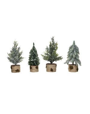 Faux Cedar Tree w/ Wood Base, 5"