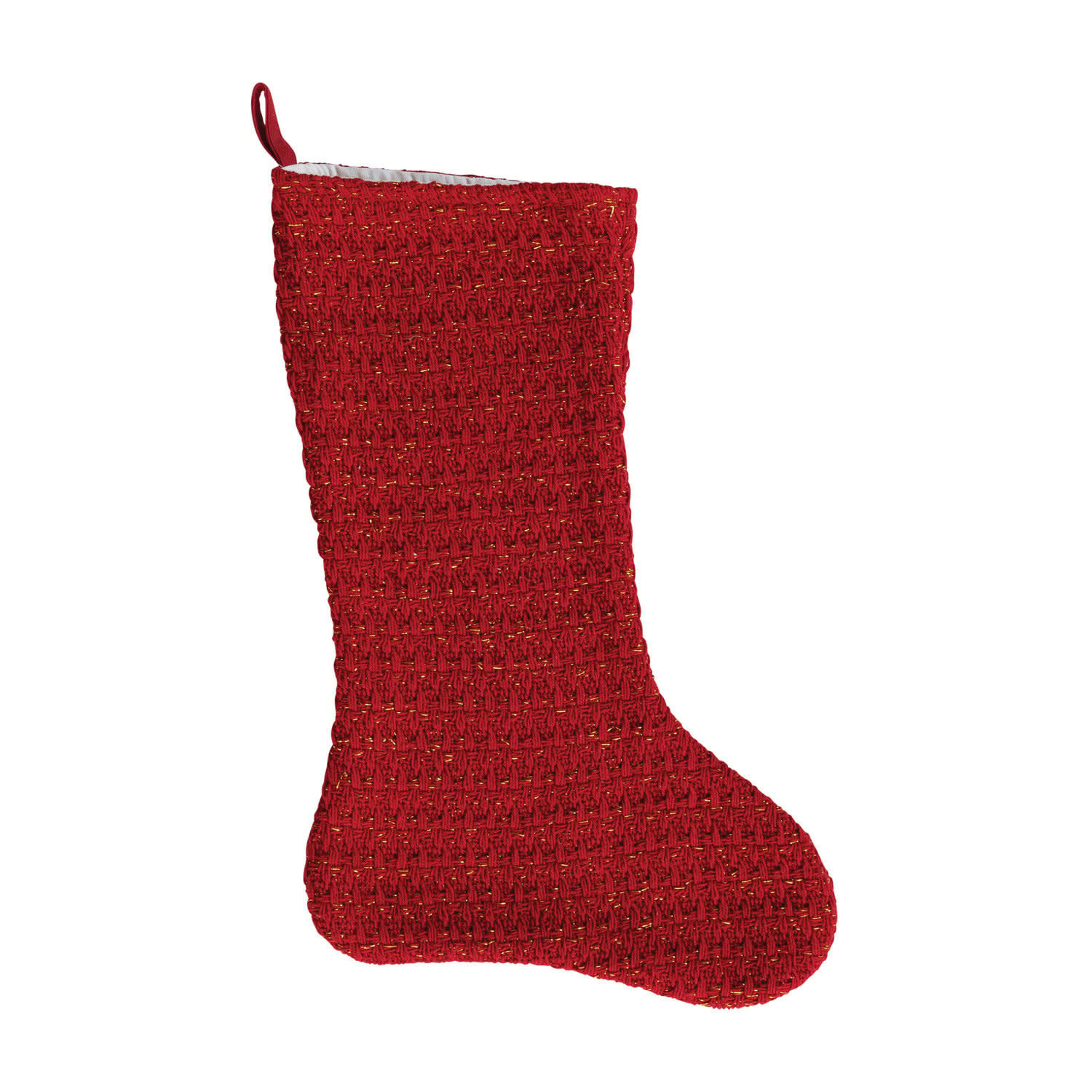 Woven Stocking w/ Metallic Gold Thread, 20"H
