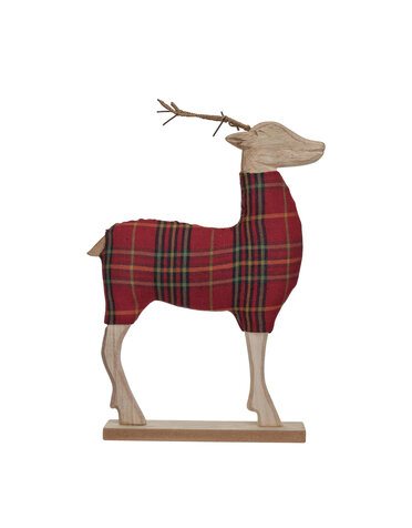 Wood & Fabric Deer w/ Metal Antlers, 14"