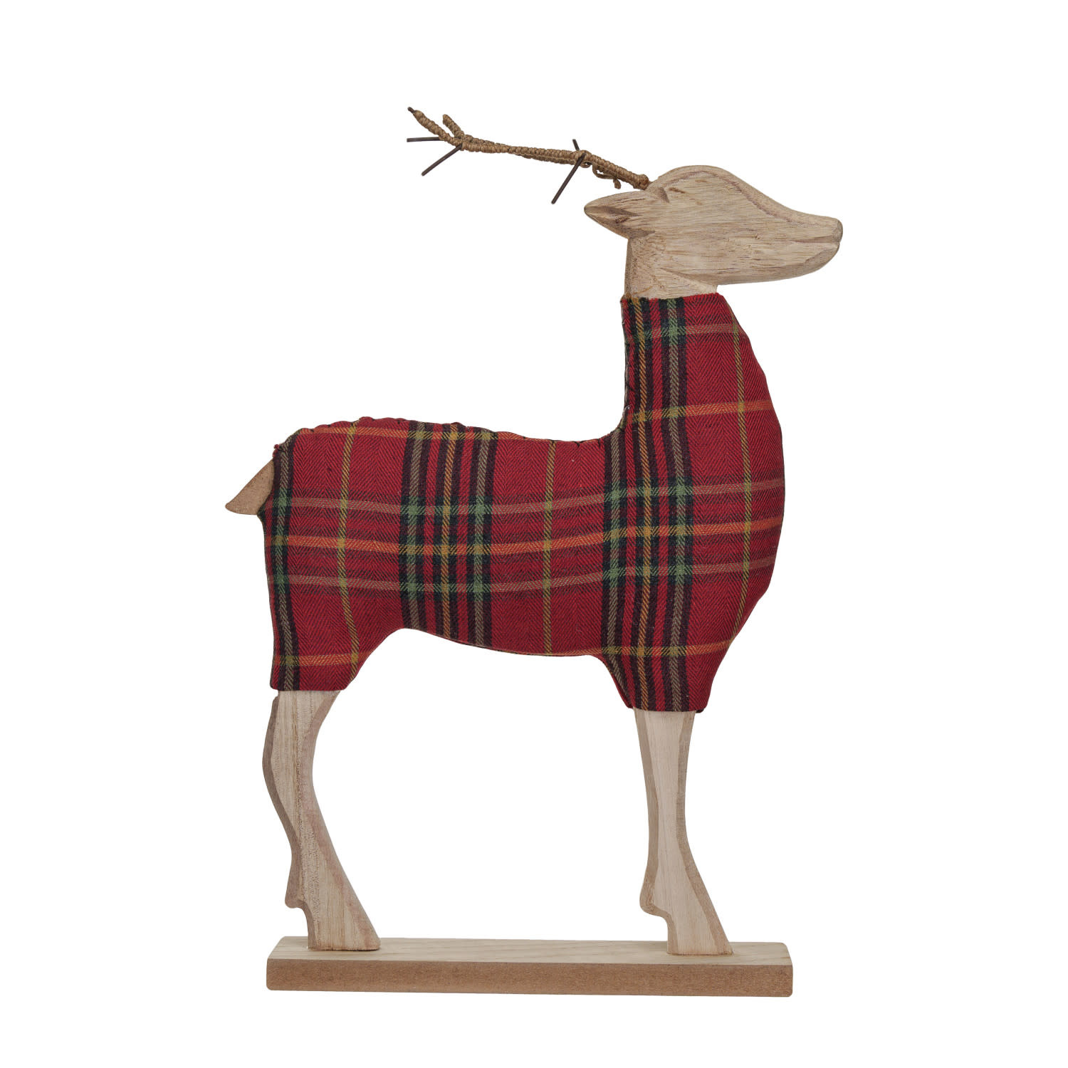 Wood & Fabric Deer w/ Metal Antlers, 14"