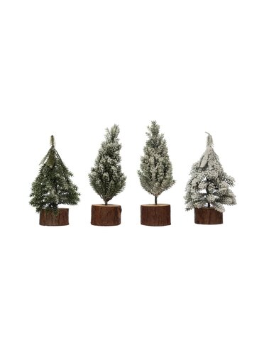 Assorted Faux Pine Tree w/ Wood Base, 6"H