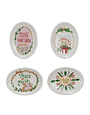 Holiday Saying Stoneware Plate, Assorted 3"x 2"