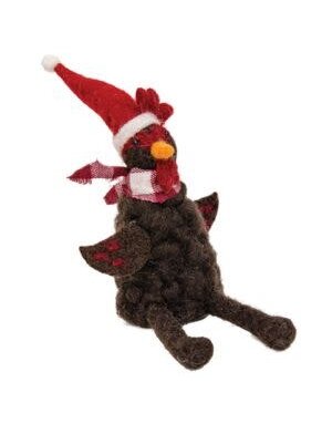 Felted Ornament, Chicken Ornament, 5 in.
