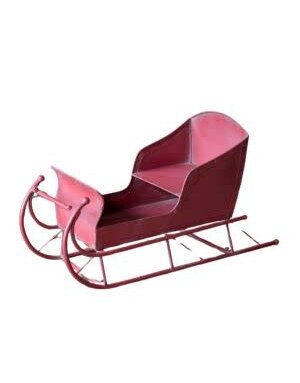 Vintage Red Metal European Sleigh, 32 X 12 X 16