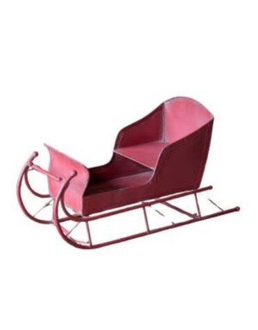 Vintage Red Metal European Sleigh, 32 X 12 X 16