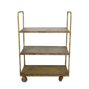Metal Vintage Reproduction 3-Tier Cart on Casters, Furniture Available for Local Delivery or Pick Up