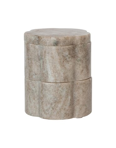 Marble Stackable Scalloped Pinch Pots with Lid, 3.5"x 5"