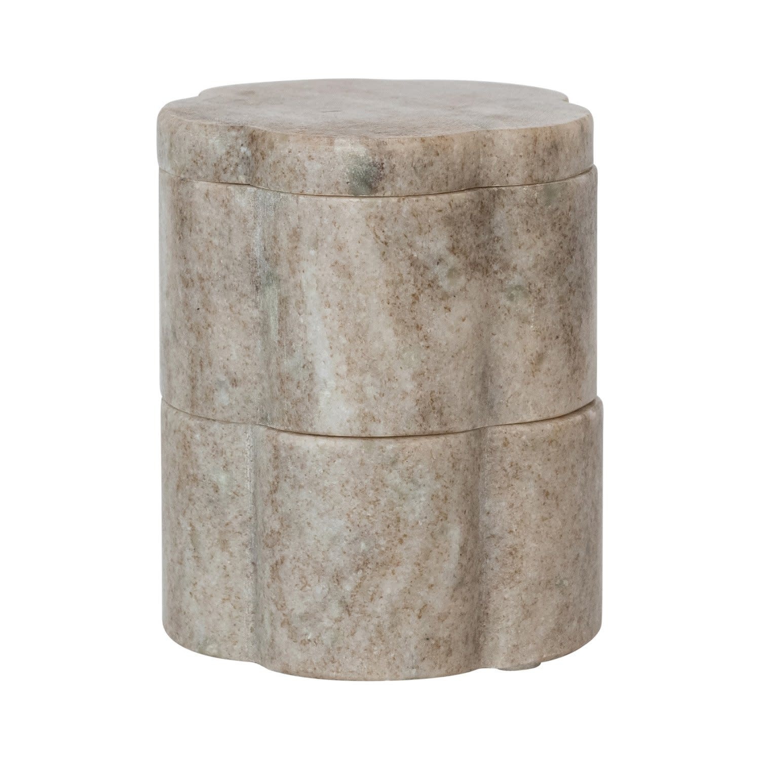 Marble Stackable Scalloped Pinch Pots with Lid, 3.5"x 5"