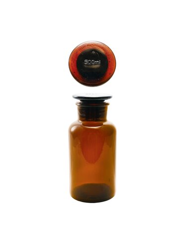 Glass Bottle with Stopper, Brown, 16 oz