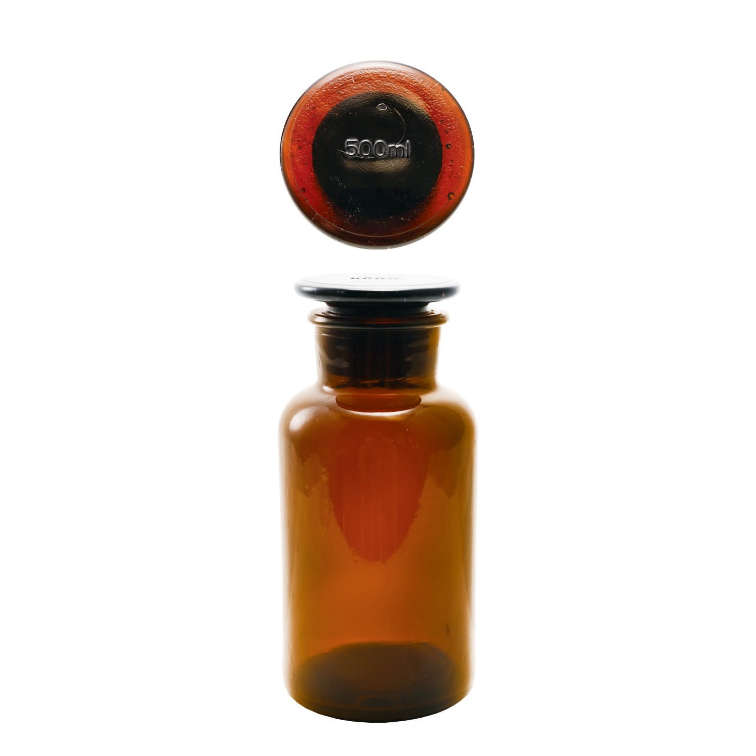 Glass Bottle with Stopper, Brown, 16 oz