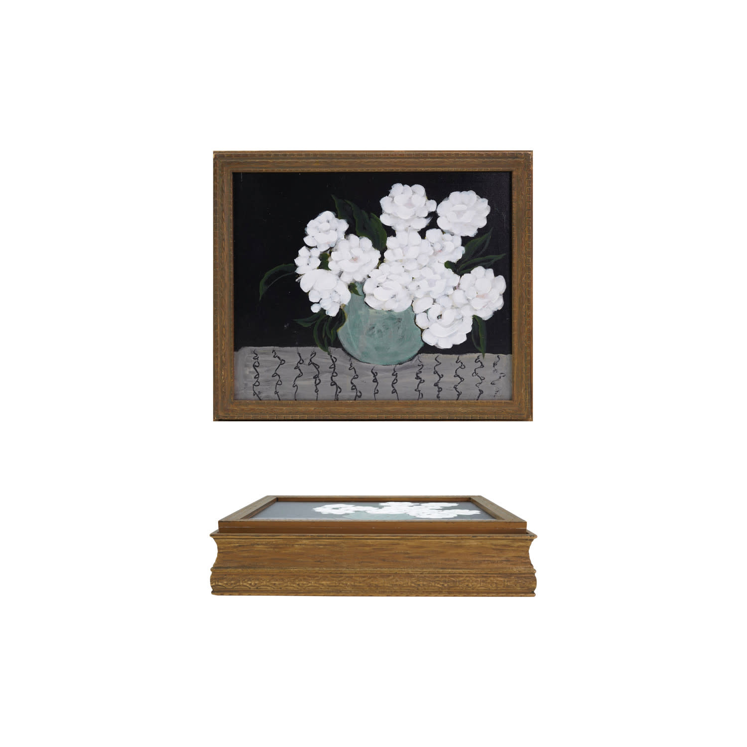 Hand Painted Wood Box with 3 Compartments, 14"x 3"