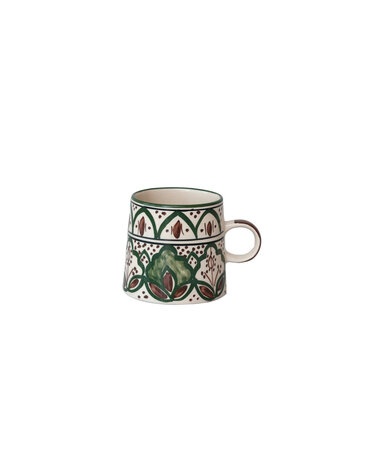 Hand Painted Stoneware Mug, Brown & Green, 10 oz