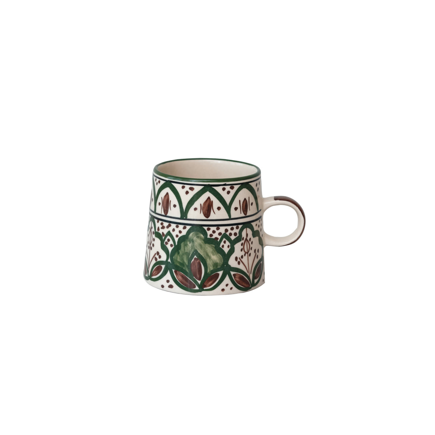 Hand Painted Stoneware Mug, Brown & Green, 10 oz