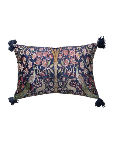 Cotton Velvet Lumbar Pillow with Woodland Pattern , 20"x 14"