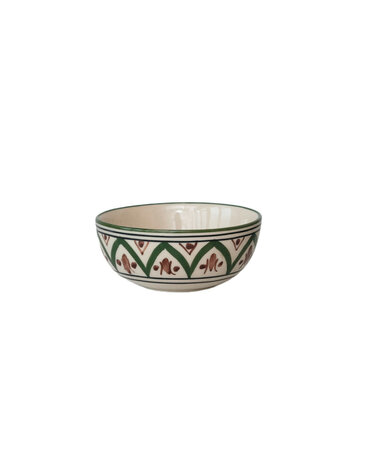 Hand Painted Stoneware Bowl, Brown & Green, 4"Rnd