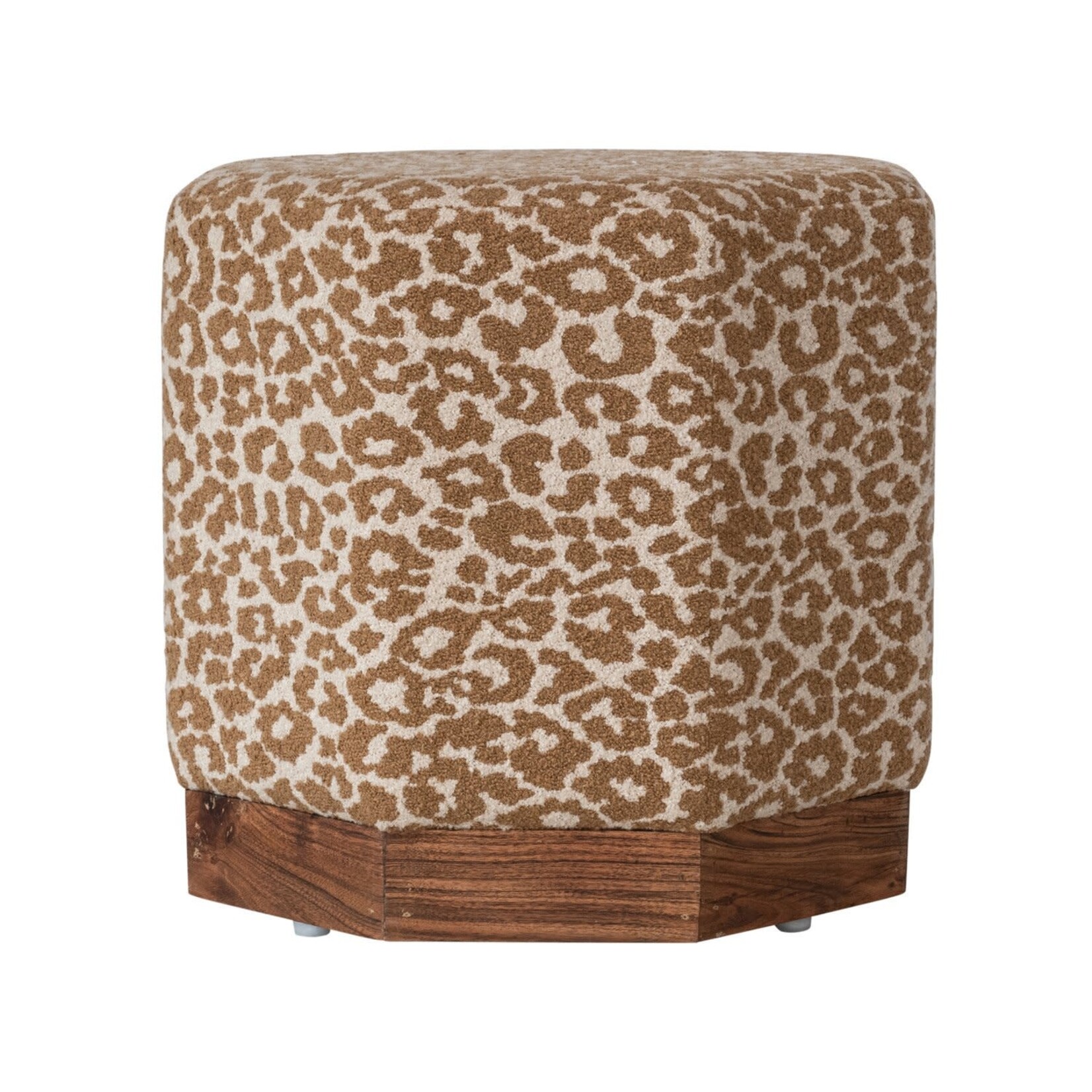 Hexagonal Ottoman/Stool with Pine Wood Base, 20"x 18"