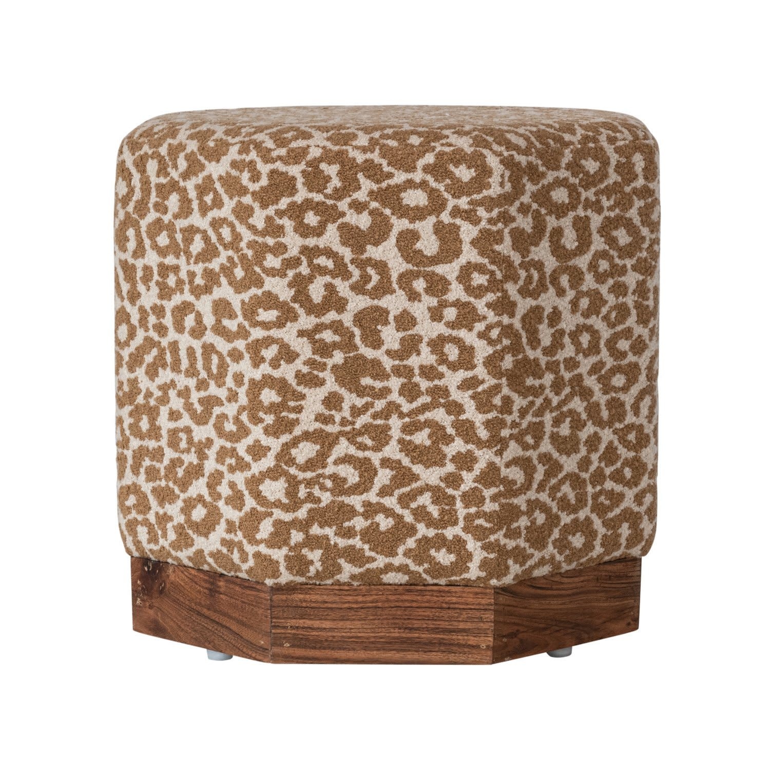 Hexagonal Ottoman/Stool with Pine Wood Base, 20"x 18"