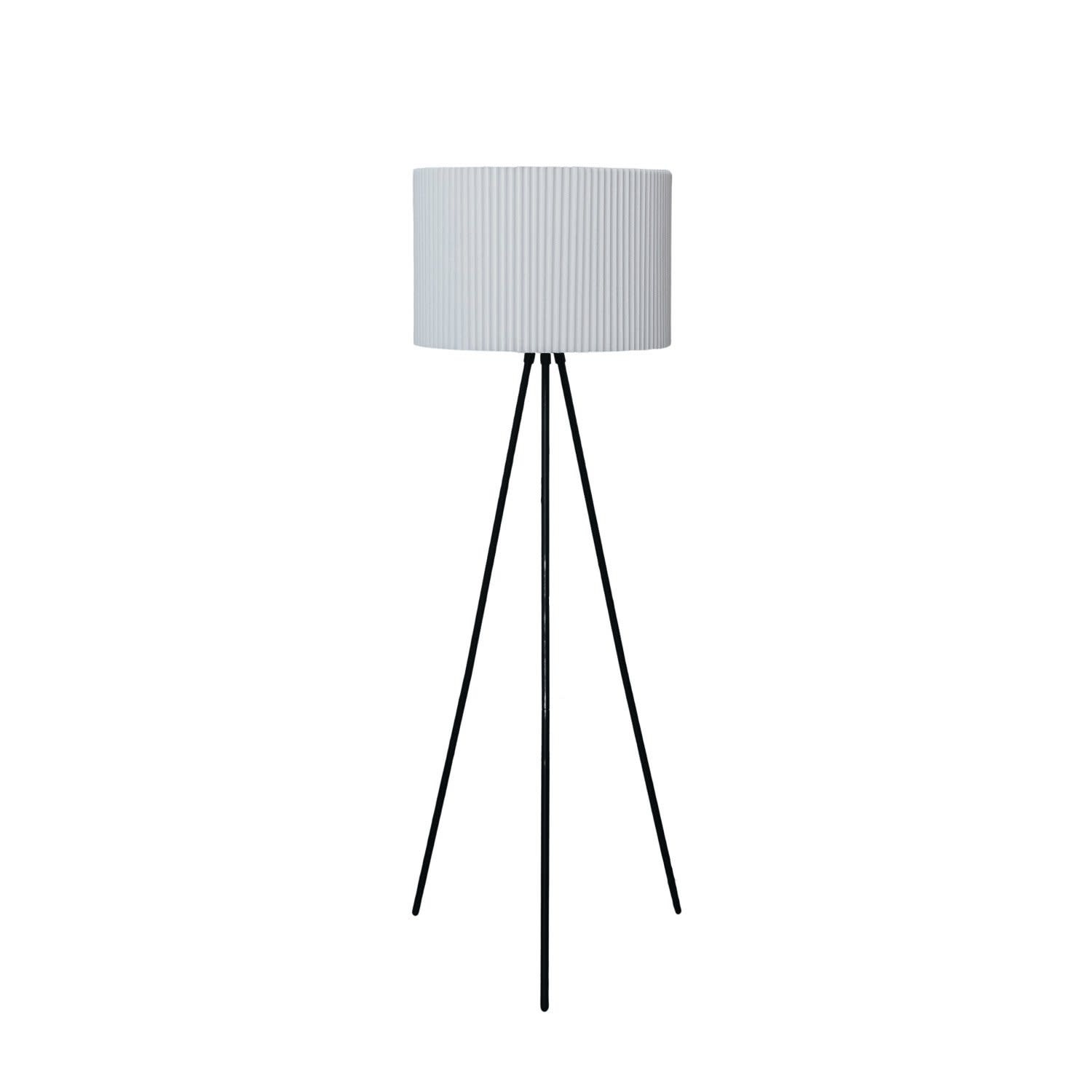 Metal Tripod Floor Lamp with Pleated Jute Shade, 21"x 62"