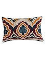 Lumbar Pillow w/ Embroidered Colorful Design, 14"x 9"