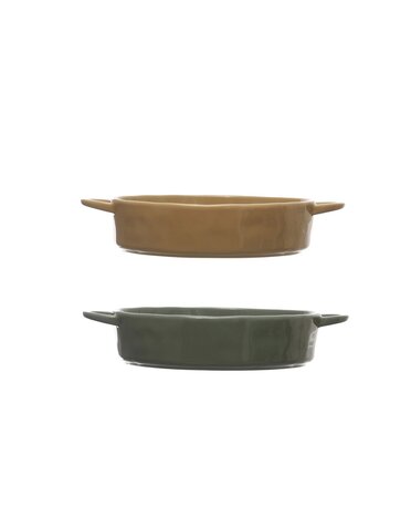 2 Quart Stoneware Serving Bowl, Green
