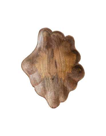 Carved Mango Wood Scalloped Bowl, 12"x 9"