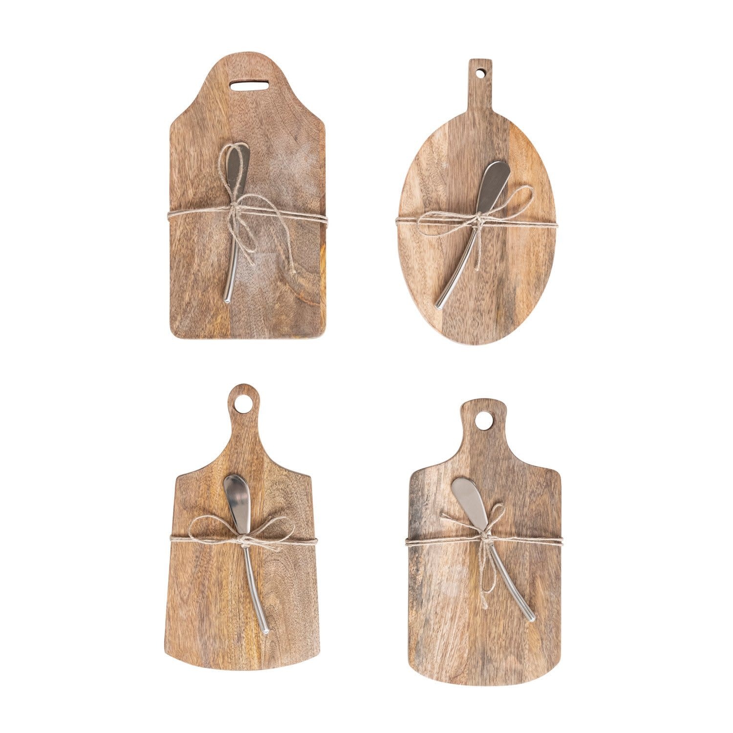 Mango Wood Cheese/Cutting Board with Handles & Canapé Knife, Assorted Styles