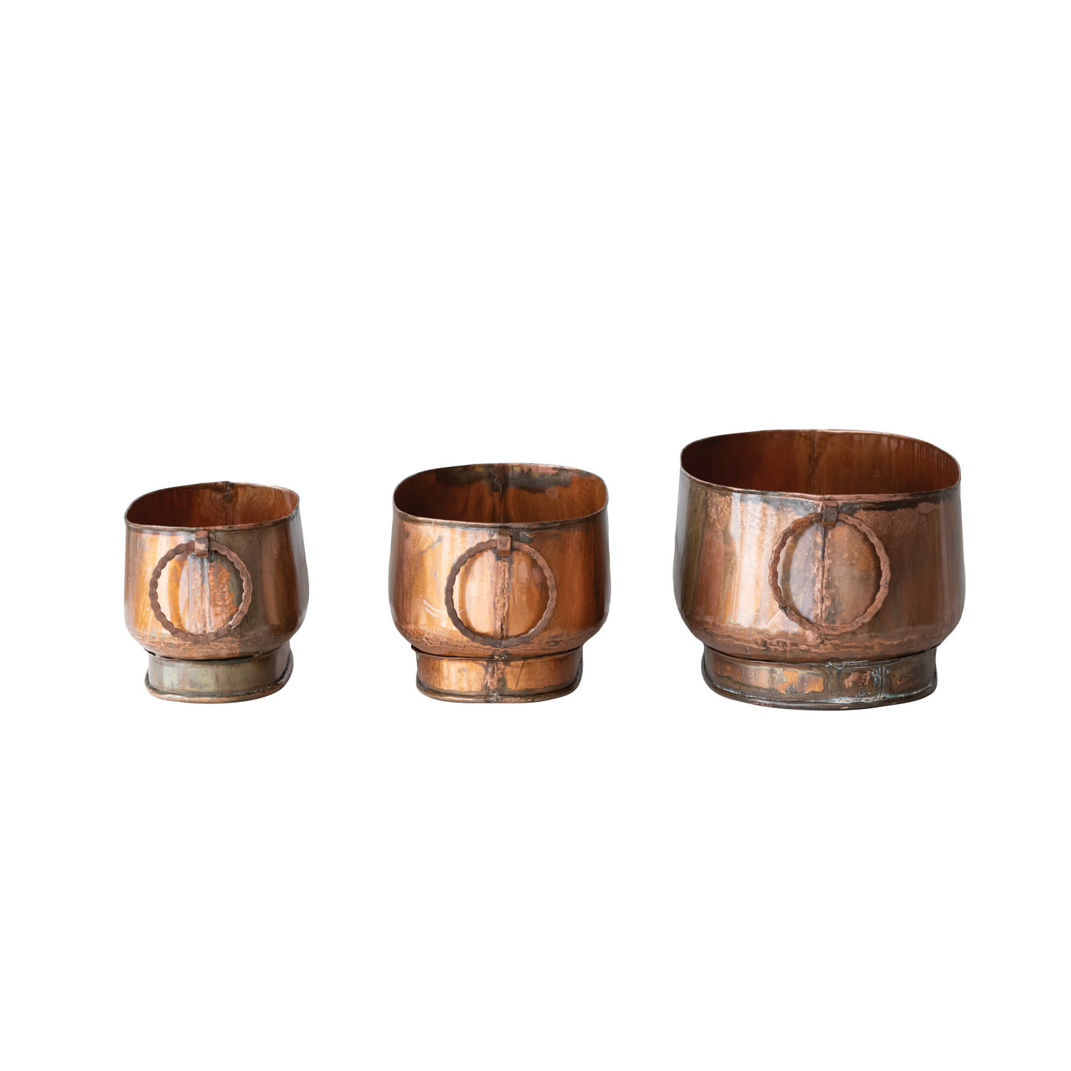 Metal Planter with Large Ring, 8.5"Rnd