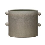Stoneware Planter with Small Dot Handles, 8"Rnd