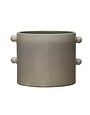 Stoneware Planter with Small Dot Handles, 8"Rnd