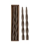 Unscented Twisted Taper Candles, Brown, Set of 2, 10"