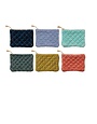 Quilted Velvet Zip Pouch with Metallic Thread, Assorted, 7"x 5"