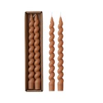 Unscented Twisted Taper Candles, Tan, Set of 2, 10"