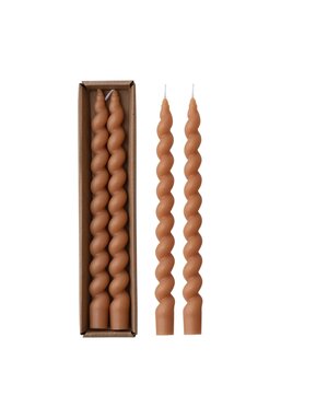Unscented Twisted Taper Candles, Tan, Set of 2, 10"