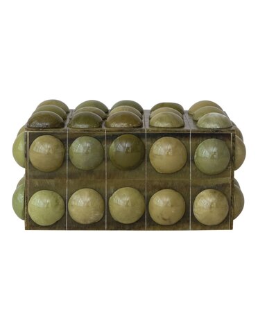 Marbled Resin Bobbin Box, Green, 7"x 5"