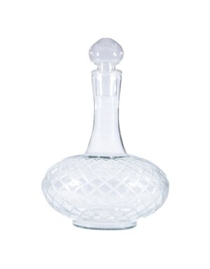 Etched Glass Decanter with Glass, 3.5 Quart