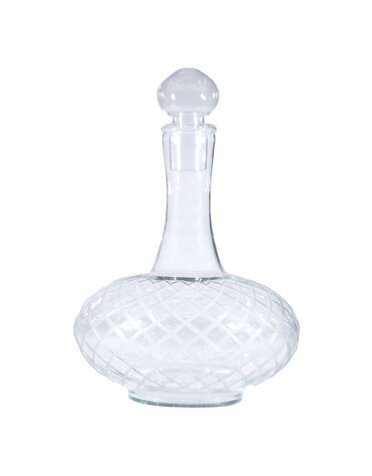 Etched Glass Decanter with Glass, 3.5 Quart
