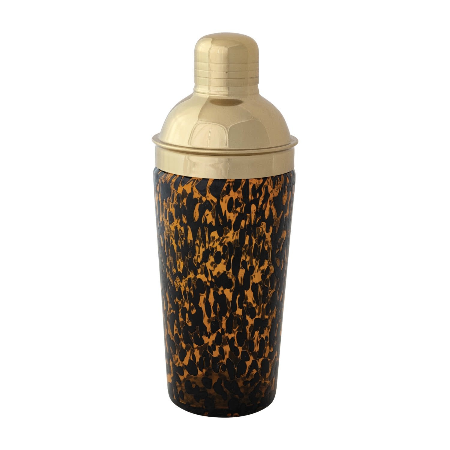 Tortoise Shell Glass Cocktail Shaker with Stainless Steel Top, 20 oz