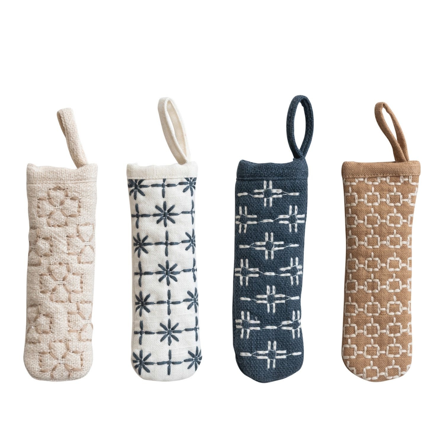 Cotton Pot Handle Cover with Embroidered Pattern, Assorted