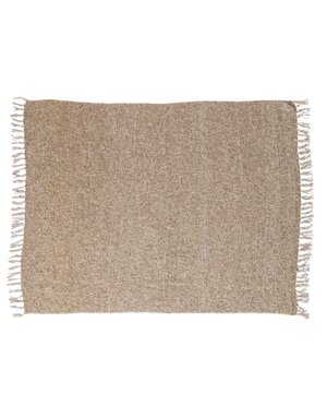 Woven Acrylic Blend Throw with Fringe, Brown & Natural, 60"x 50"
