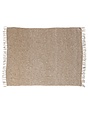 Woven Acrylic Blend Throw with Fringe, Brown & Natural, 60"x 50"