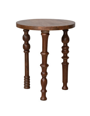 Mango Wood Side Table with Turned Legs, 18"Rnd x 22"