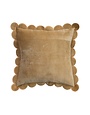 Velvet Pillow with Scalloped Flange & Embroidered Edge, Mustard, 18"