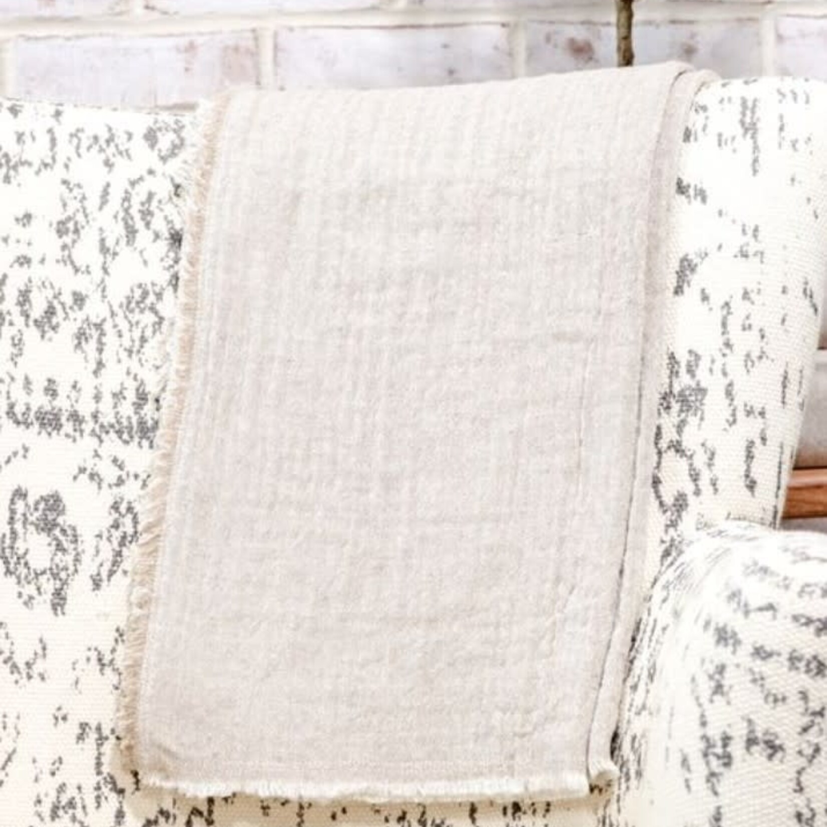 Beige Cotton Throw 50 x 60