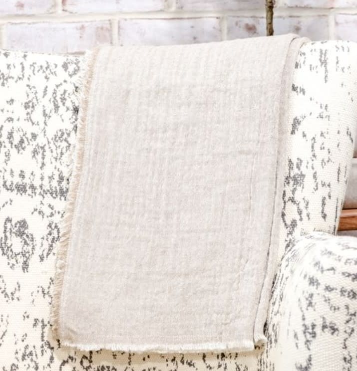 Beige Cotton Throw 50 x 60