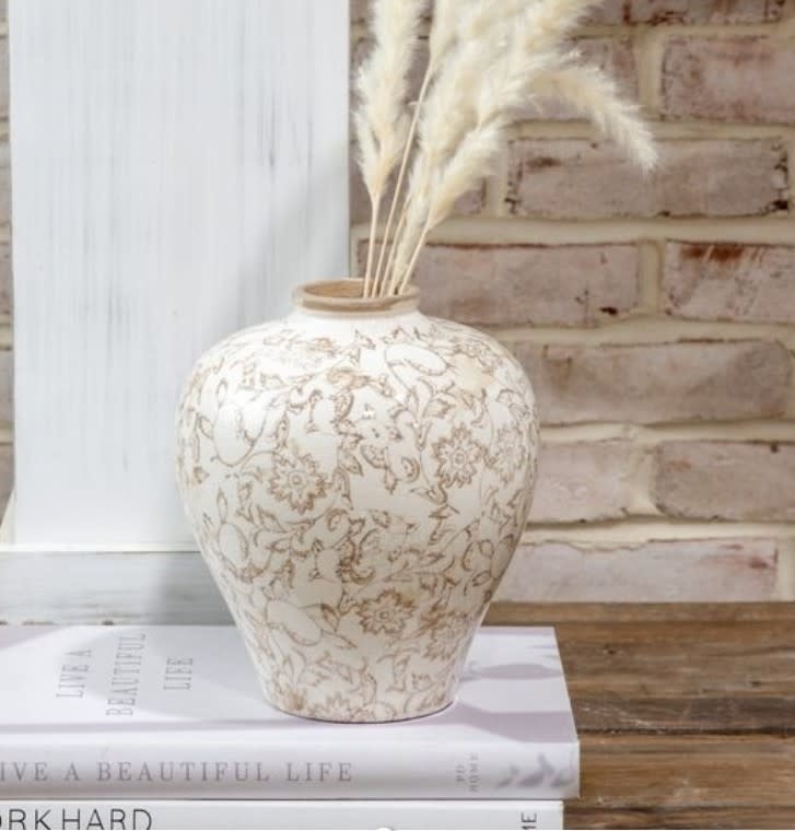 Beige Heirloom Vase 9"