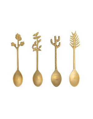 Brass Spoon with Botanical Shaped Handle, 6"