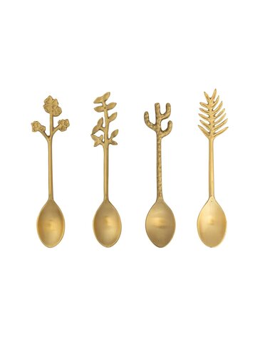 Brass Spoon with Botanical Shaped Handle, 6"