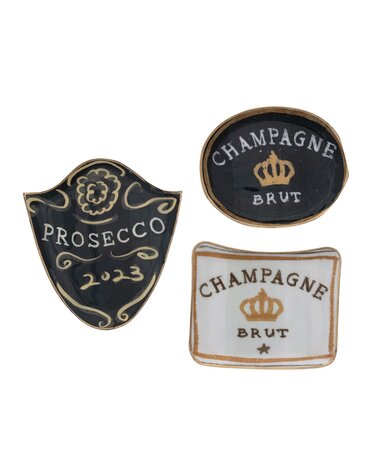 "Prosecco" Metal Tray with Gold Edge, 6"